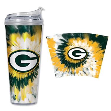 Imagem de Rico Industries Copo de acrílico NFL Green Bay Packers Metallic Tye Dye de 680 g com tampa articulada