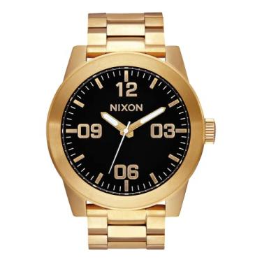 Imagem de Nixon Relógio masculino Corporal SS A346. 100 m resistente à água XL (mostrador do relógio de 48 mm. Pulseira de aço inoxidável de 24 mm), Todo dourado/preto, One Size, Cabo SS