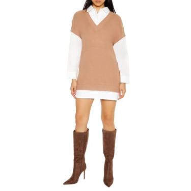 Imagem de Forever 21 Vestido feminino combo colete e camisa, Marrom, M