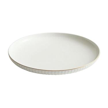 Imagem de Prato de peixe cozido a vapor banhado a ouro, prato de bola de arroz glutinoso de peixe cozido de restaurante - 36,8 cm