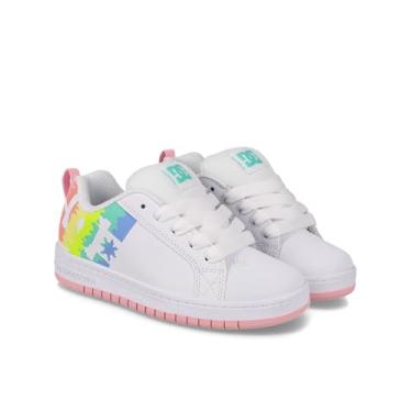 Imagem de DC Shoes Tênis de skate masculino Court Graffik, Branco/rosa claro/multi, 12 Little Kid