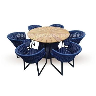 Imagem de Jogo De Mesa 6 Cadeiras De Corda Náutica Varanda Área de Churrasco Las