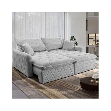 Imagem de Sofá 3 lugares Cama inBox Sublime com Assento Retrátil e Encosto Reclinável em Boucle - 200cm de Largura