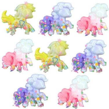 Imagem de Kit 8 Brinquedos Aperta Puxa Squeeze Unicórnio Sortido - Castela