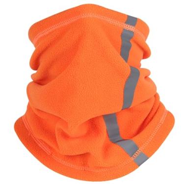 Imagem de Cachecol facial cachecol facial máscara de esqui de lã polar capa de pescoço com alça refletiva capa térmica macia para clima frio, laranja