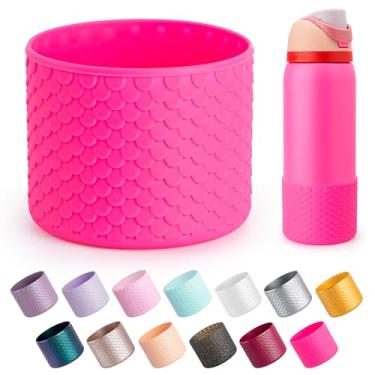 Imagem de Diumepo Bota de silicone para garrafa de água Owala 947 ml, capa protetora antiderrapante para garrafa de água Owala FreeSip/Twist/Flip 947 ml, livre de BPA (rosa vermelha)