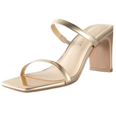 Imagem de Leevar Sandálias de salto quadrado – Salto branco preto nude grosso com duas tiras salto baixo para mulheres, sandálias de couro mule sem cadarço para festas, encontros diários tamanho padrão 6 cm