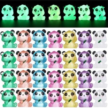 Imagem de TOYANDONA 56 Mini Figuras De Panda - Estátuas De Animais De Resina Que Brilham No Escuro Decoração De Jardim De Fadas Enfeite De Mesa Lembrancinhas De Festa Acessórios De Decoração De