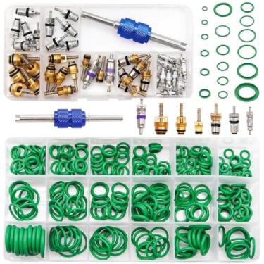 Imagem de Plobeda Kit de reparo de ar condicionado para carro, conjunto de anéis de vedação de 270 peças + kit de núcleo de válvula de ar condicionado de carro 40 peças, A/C R12 R134a núcleos de haste de