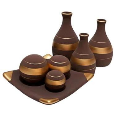Imagem de Jogo De Vasos Trio Garrafas E Centro De Mesa - Choco Golden - Retrofen