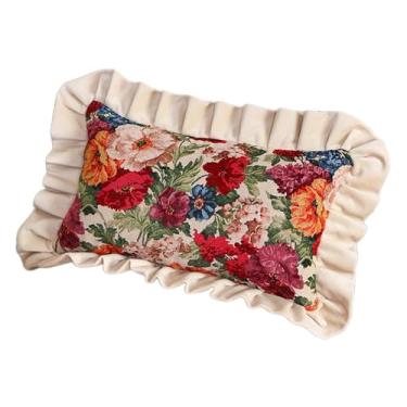 Imagem de IEUDNS Decorativo de flores Pillow Pillow Vintage Lavagem Elegante Caso Caso Caso para Cadeir, Retangular