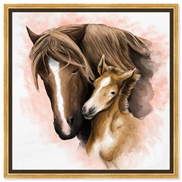 Imagem de Pintura em tela Country Farmhouse Animal Wall Art 'Color Glam Cow' Gold Framed Canvas Rustic Home Decor 61 x 61 cm Brown White por Oliver Gal