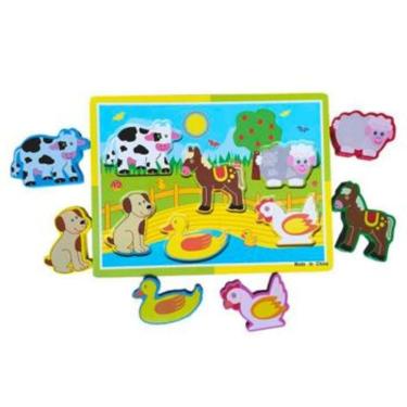 Imagem de Didaticos Aprenda Brincando Animais da Fazenda DM Toys Jogo Encaixar Brinquedo Recreativo Educativo