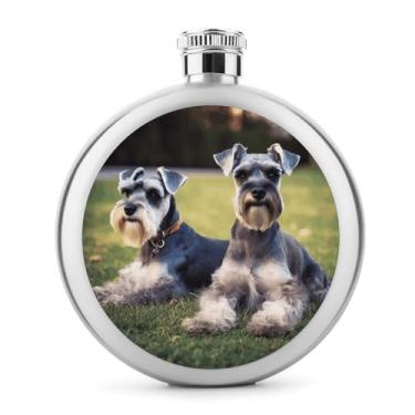 Imagem de Cantil de aço inoxidável, cão Schnauzer adulto impressão bolso cantil garrafa de viagem garrafa portátil garrafa de licor garrafa de metal