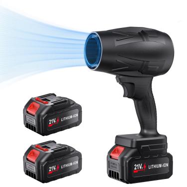 Imagem de DOZAWA Soprador de folhas sem fio 130.000 RPM, soprador de jato turbo portátil leve com velocidade contínua, 300 km/h, inclui baterias de 21 V x 2 e carregador para gramado, pátio, poeira, neve