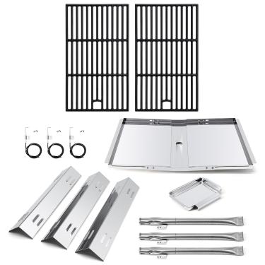 Imagem de Peças de reposição Advice Grill para Dyna Glo DGB390SNP-D DGB390BNP-D, 104-04013 panela de graxa e grelha 104-13002 e tenda de calor 104-13003 e queimador e ignição para queimador Dyna Glo 3