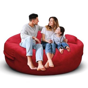 Imagem de Cadeira de pufe para adultos de 1,8 m, capa macia removível para quarto de adolescentes/meninas, poltronas fofas gigantes de chão redondo (sem enchimento, vermelho grande)