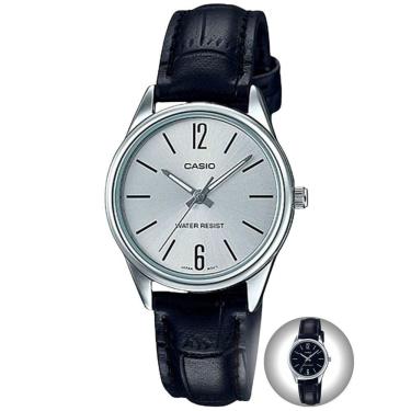 Imagem de Relógio de Pulso Casio Collection Clássico Feminino Analógico Casual Pulseira de Couro Prata LTP-V005L