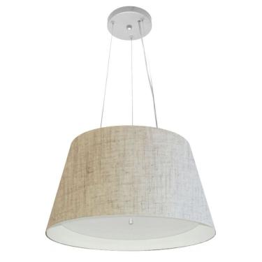 Imagem de Lustre Pendente Cone Md-4119 Cúpula Forrada em Tecido 21/40x30cm Rustico Bege / Branco - Bivolt