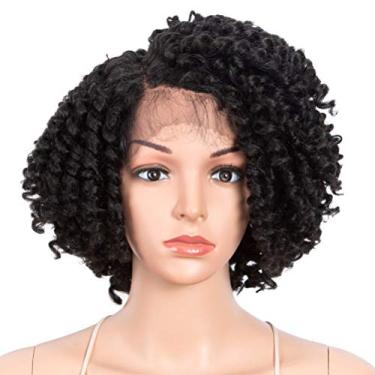 Imagem de Style Icon Perucas afro de 30,5 cm para mulheres negras, perucas sintéticas de renda frontal (30,5 cm, 1B)
