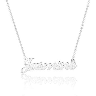 Imagem de Hidepoo Colar com nome personalizado – Colar com pingente de nome personalizado de aço inoxidável, corrente delicada com nome de letra, joias personalizadas, presentes para mulheres e meninas, Metal