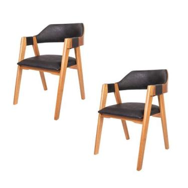 Imagem de Kit 2 Cadeiras de Madeira Eucalipto material sintético Durango Dália P