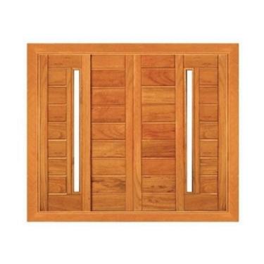 Imagem de Janela de Correr Horizontal com Visor Reta - Madeira Maciça - Angelim