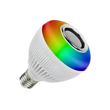 Imagem de Lâmpada Musical com Caixa de Som Bluetooth 12W + LED RGB Multicor + Controle Remoto – E27 Bivolt.