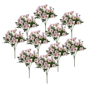 Imagem de FLCPJGV 10 Buquês de Flores Decorativas para Centros de Mesa, Enfeites, Plantas Artificiais para Pátio, Gramado, Jardim, Rosa, Tamanho real