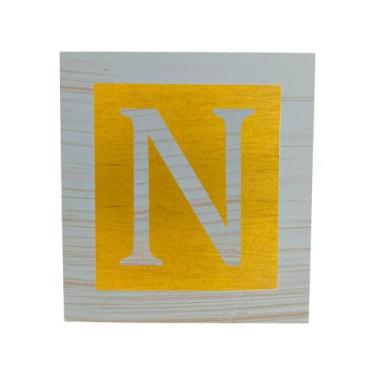 Imagem de Cubo Amarelo Letra Azul Bebê com Aplique Festa Chá de Bebê Decoração 8