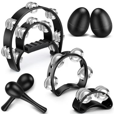 Imagem de Lukmaa 7 pandeiros para adultos, jingles de metal, percussão, meia lua, pandeiro, pé, pandeiro, martelo de areia, agitadores de ovos para igreja, KTV, escola, festa, música, suprimentos