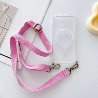 Imagem de Capa com alça magnética para Xiaomi 14T 14T 13T, Redmi Note 13 Pro POCO X6 M6 Pro, à prova de choque, com cordão transversal, transparente, rosa, para Mi 14T