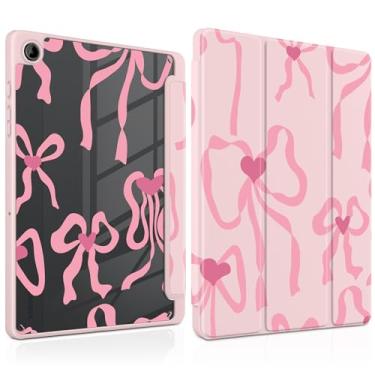 Imagem de MEEgoodo Capa para Samsung Galaxy Tab A9 Plus 27.9 cm 2023 com suporte para caneta S, capa para tablet com revestimento traseiro de acrílico transparente + suporte de três dobras + despertar/hibernar