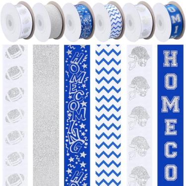 Imagem de Juinte Fita azul e prata para mãe de baile de 1,7 m, rolo de fita de cetim de futebol de 2,7 cm de largura para embrulho de presente, artigos para mães, lembrancinhas de festa de futebol, decorações