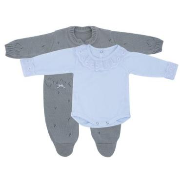 Imagem de Kit Macacão Links Cinza e Body Com Gola e Punho de Renda - Kowak, Cinz
