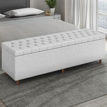 Imagem de Recamier Baú Estofado King 193cm Indra Sintético Branco Z04 - Mpozenat