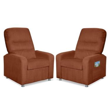 Imagem de Kit 02 Poltronas Decorativas Do Papai Reclinável Confortável Suede Ter