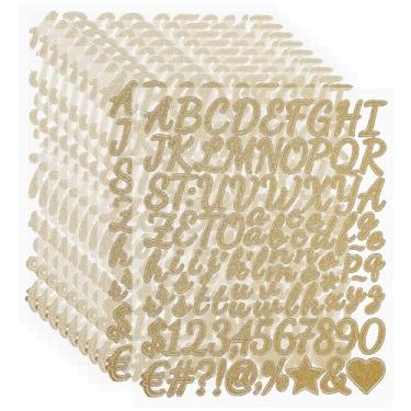 Imagem de PATIKIL 960 peças de adesivos de letras com glitter de 2,5 cm, 10 folhas de adesivos com número do alfabeto autoadesivos de vinil, adesivos à prova d'água para decoração de scrapbook, placa de caixa