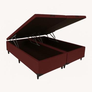 Imagem de Cama Box Baú Queen Bipartido Vermelho 42x158x198 - RR COLCHOES