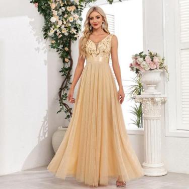 Imagem de vestidos de festa para madrinha - Bia Modas, Dourado, M