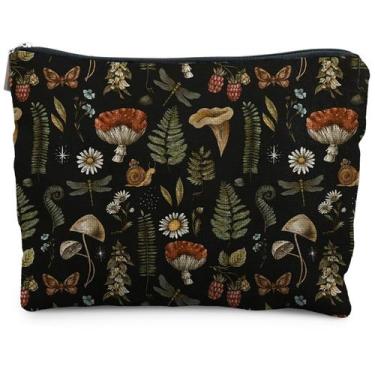 Imagem de Bolsa de maquiagem RYYCDOI Dark Forest Cottagecore Mushroom Linen