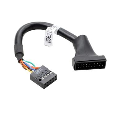 Imagem de Conversor adaptador AKOAK 1 x 15 cm preto USB 3.0 19 pinos fêmea para USB 2.0 9 pinos macho placa mãe