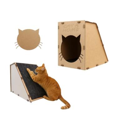 Imagem de BOXFAN Rampa Arranhador para Gatos em MDF com Carpete Antiestresse Casinha Brinquedo Toca Playground Interativo Diversão Felina - Conforto e Proteção para Móveis