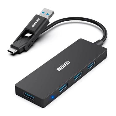 Imagem de Hub USB 3.0 4 Portas Ultra Fino, 5 Gbps, Plug and Play, compatível com Windows/Mac/Linux, ideal para notebook e PC, adaptador para mouse, teclado e pen drive - 000291black-1p