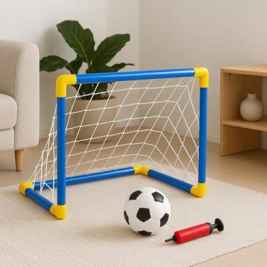 Imagem de Mini Gol Golzinho Futebol Infantil Trave Com Bola E Bomba - Portátil Presente Criança Trave Futebol Infantil Kit Completo Chute a Gol Desmontável Certificado INMETRO