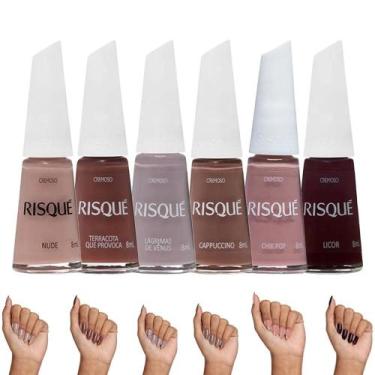 Imagem de Kit 6 Esmaltes Nude Cremosos Risque