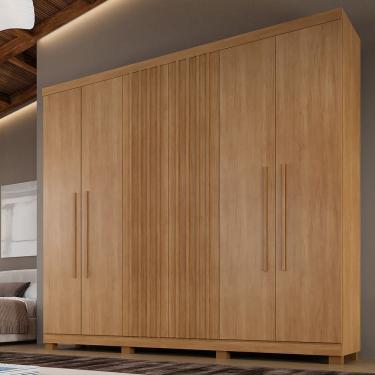 Imagem de Guarda Roupa Casal Ripado 6 Portas com Pes Milano Benetil