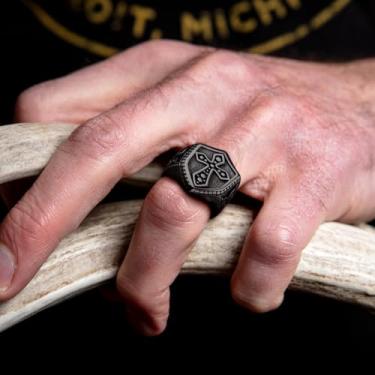 Imagem de Anéis personalizados de cavaleiros templários para homens ouro/prata/preto escudo de aço inoxidável anel de motociclista de proteção cruzada tamanho 7-14, 12, Aço inoxidável, Sem pedra preciosa