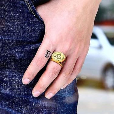 Imagem de Anel masculino nórdico viking aço inoxidável ouro polido anéis masculinos punk joias, 13, Aço inoxidável, Sem pedra preciosa