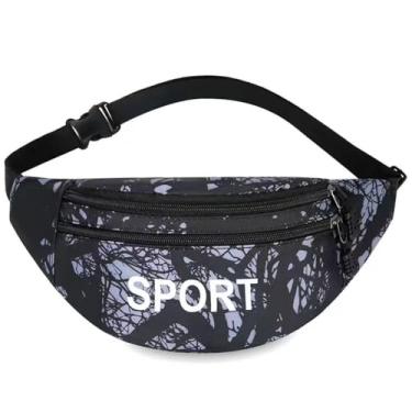 Imagem de Bolsa de peito casual preta com estampa de letras Oxford